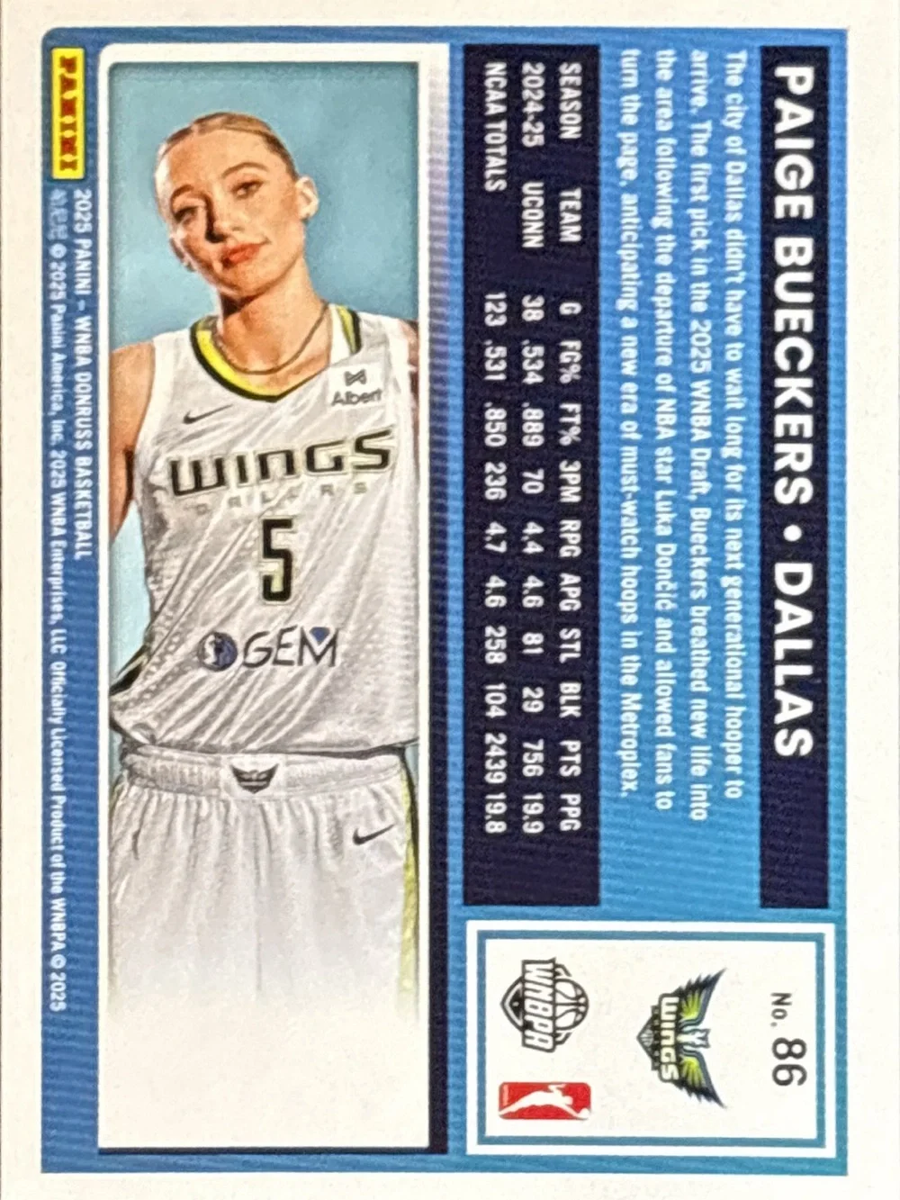 Panini  Paige Bueckers Rookie Trading Card